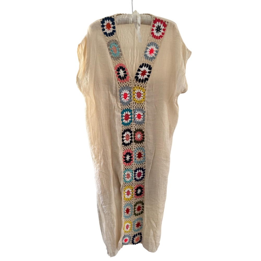 Crochet granny square beach swim cover up caftan maxi dress